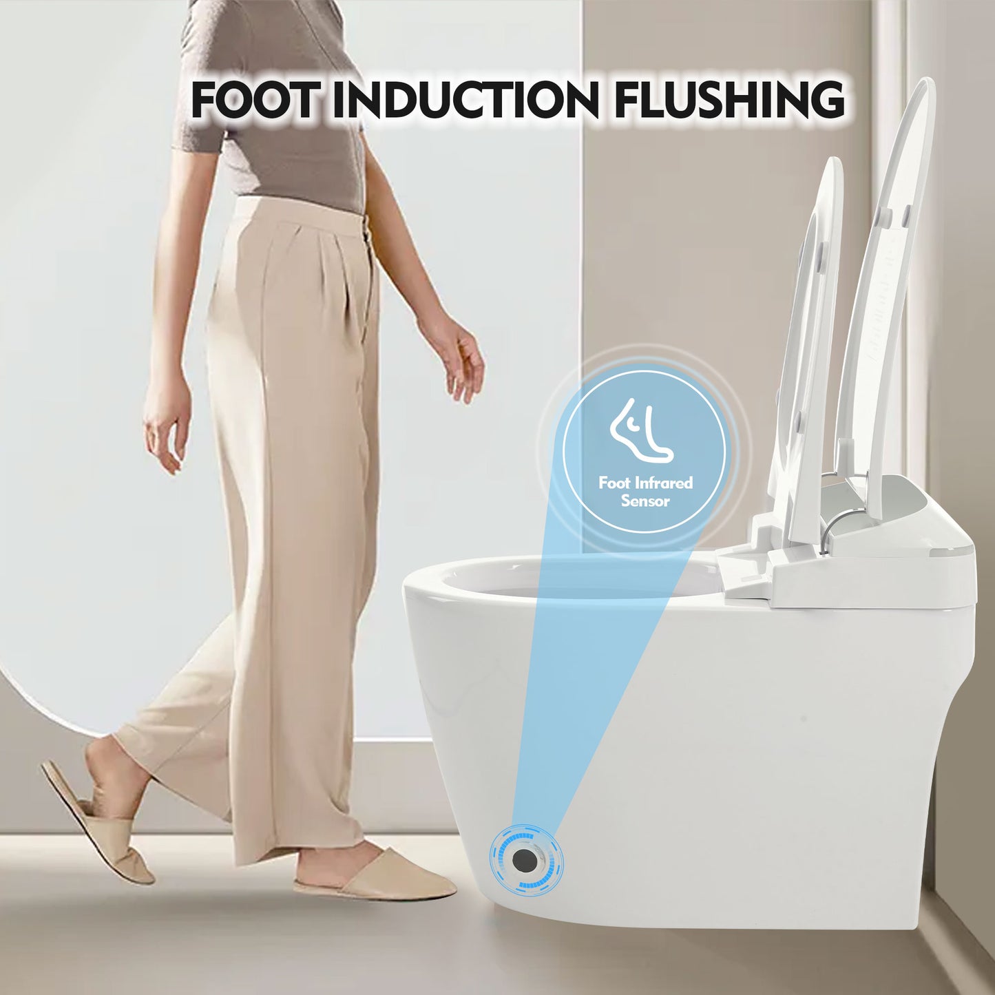 Luxury Intelligent Smart Toilet – Integrated Automatic Flushing Commode with Heated Seat & Foot Sensor Technology