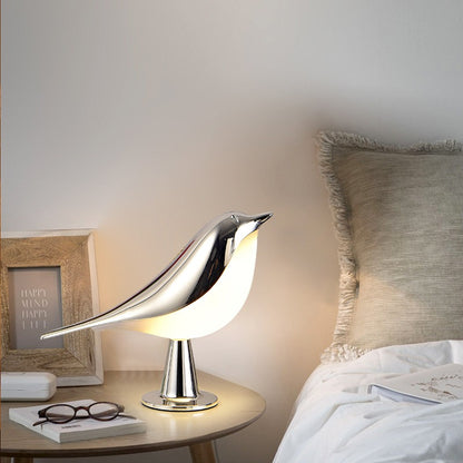 Creative Wooden Bird Table Lamp - 3-Color Dimmable Touch Night Light for Bedroom & Reading