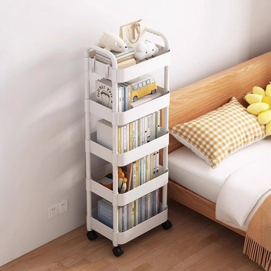 Multi-Layer Wheeled Utility Cart | Rolling Storage Shelf for Home, Kitchen, Bathroom (Snacks, Books)