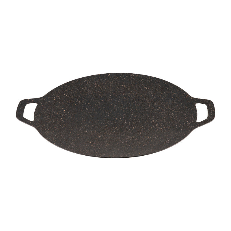 Korean Style Non-Stick Round Barbecue Pan - Portable Cast Iron Griddle for Outdoor Camping & Indoor Stovetop BBQ