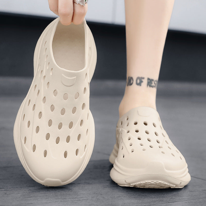 Men's Hollow Hole Beach Shoes - Fashionable Casual Soft Soled One Foot Sandals