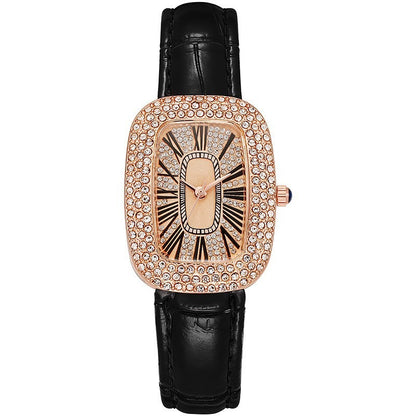 Elegant Small Green Quartz Watch for Women with Rhinestone Bezel