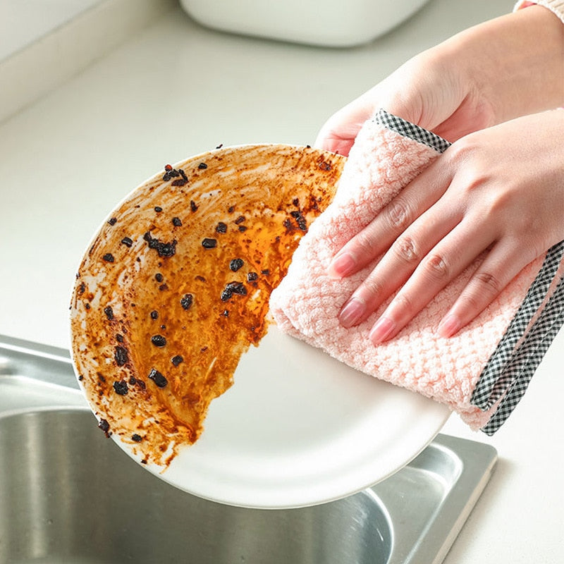 Thickened Absorbent Kitchen Dish Towel / Non-Stick Oil Cleaning Cloth Roll