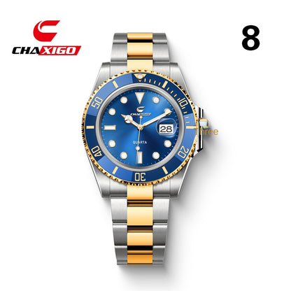 CHAXIGO Luxury Men's Quartz Watch - Submariner Style Waterproof Alloy Wristwatch