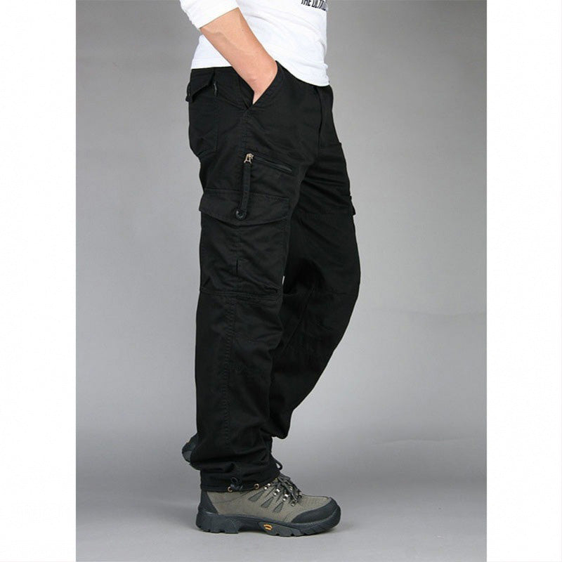 Men's Cotton Cargo Overalls for Camping & Hiking | Straight-Leg, Multi-Pocket Baggy Trousers