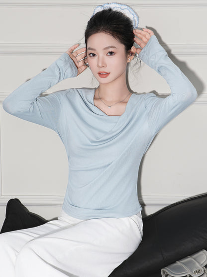 Chic Solid Black Ruched Off-the-Shoulder Casual Top for Women