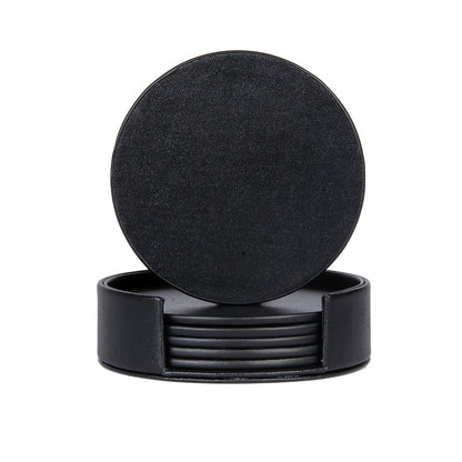 Elegant Round Marble Print Leather Coasters | Heat-Resistant Drink Mats for Home & Office