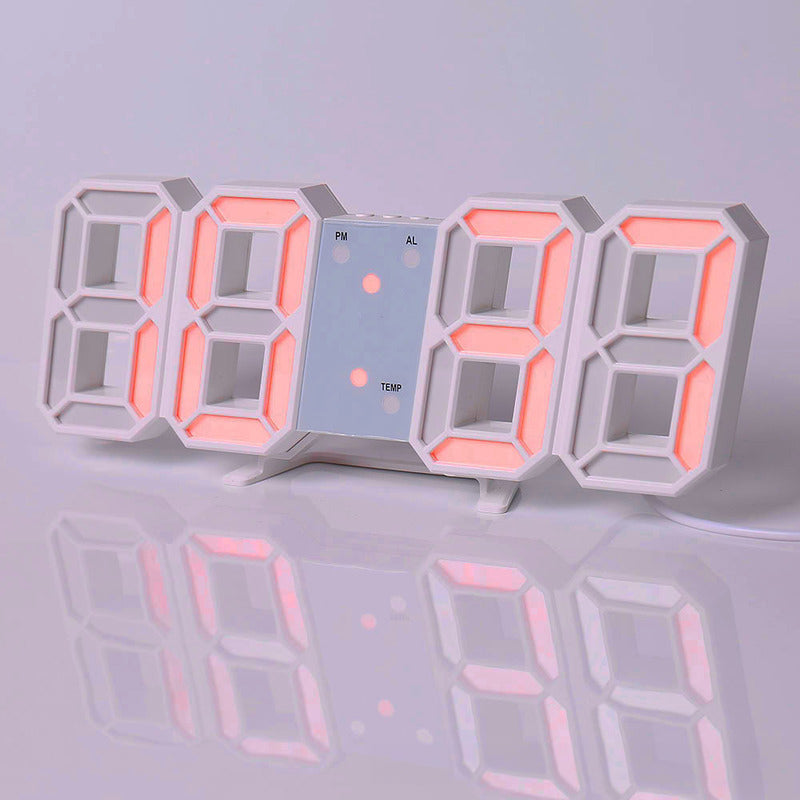 3D LED Digital Alarm Clock - Modern Wall & Desk Clock with Colorful Display