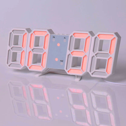 3D LED Digital Alarm Clock - Modern Wall & Desk Clock with Colorful Display