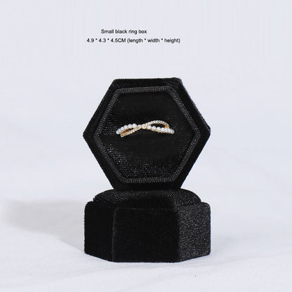 Hexagonal Velvet Jewelry Box - High-End Korean Ring & Earring Gift Box