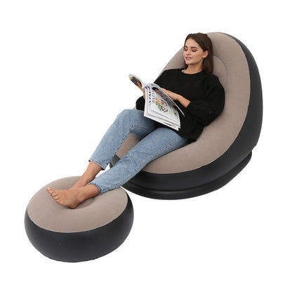 Inflatable Lazy Sofa Chair with Leg Rest | Comfortable Air Mattress Beanbag for Home & Outdoor Use
