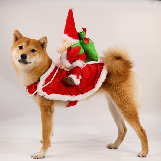Funny Santa Riding Dog Costume - Festive Holiday Pet Outfit