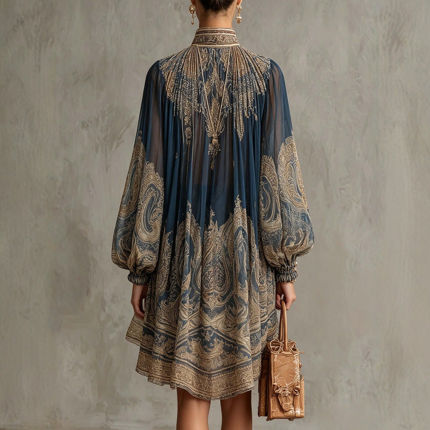 Elegant Asymmetrical Flowing Boho Dress - Chic Lantern Sleeve Party Gown