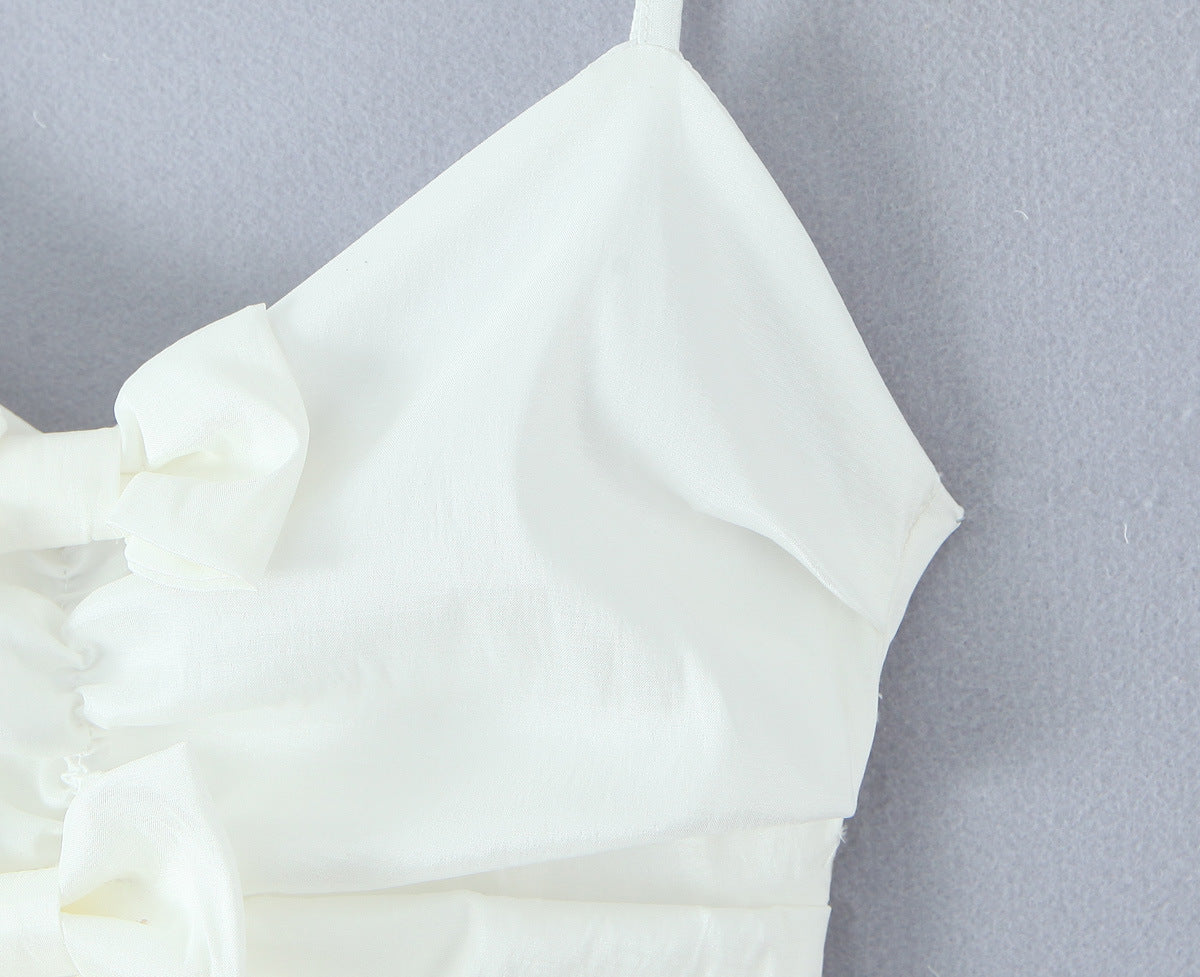 Chic White Bow Layered Mini Dress - Sexy Ruched Silhouette Strapless Summer Skirt for Women