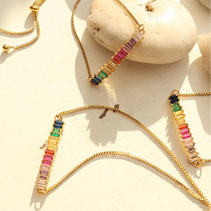 Elegant Colorful Contrast Zircon Titanium Steel Bracelet for Women