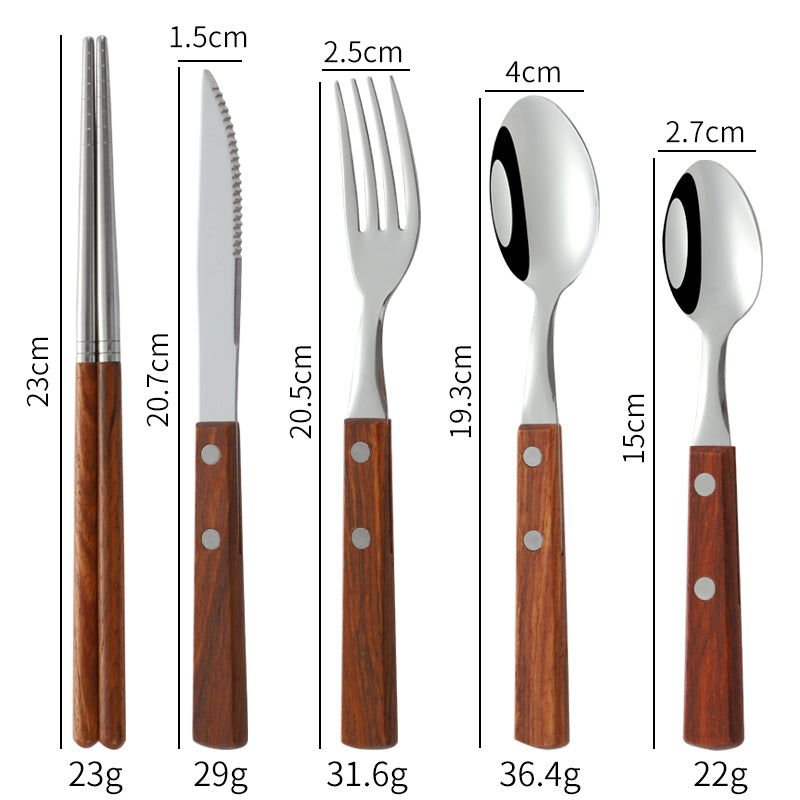 304 Stainless Steel Western Cutlery Set with Japanese Rosewood Handle