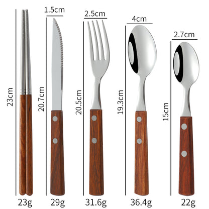 304 Stainless Steel Western Cutlery Set with Japanese Rosewood Handle
