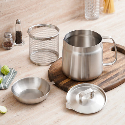 304 Stainless Steel Oil Filter Pot & Frying Basket Set