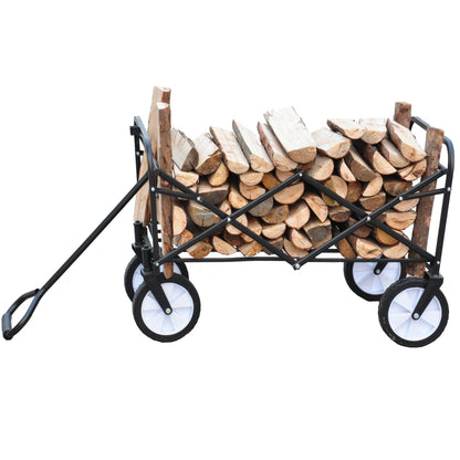 Folding Wagon Garden Shopping Beach Cart – Heavy Duty Red Utility Cart