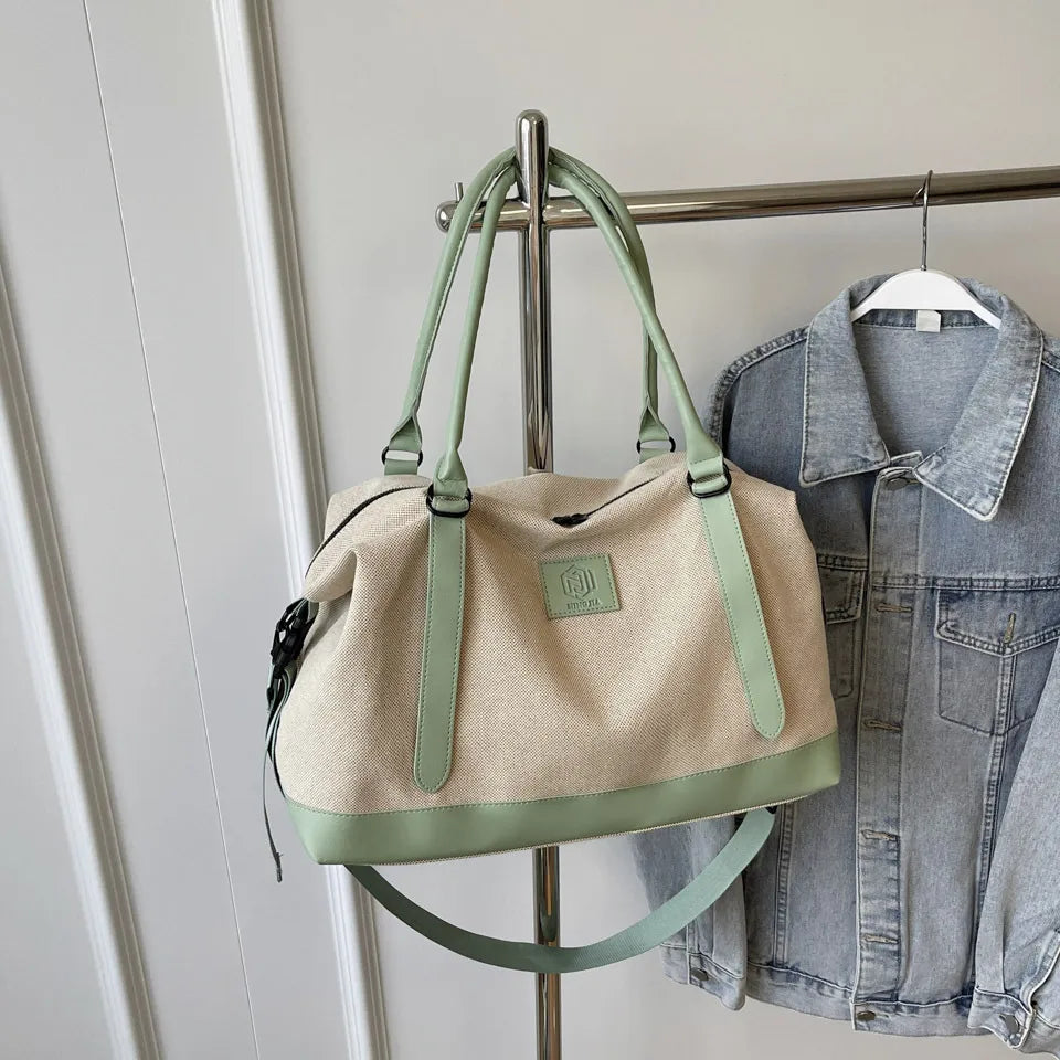 Stylish Contrast Color Travel Duffel Bag (Weekend/Gym Use)