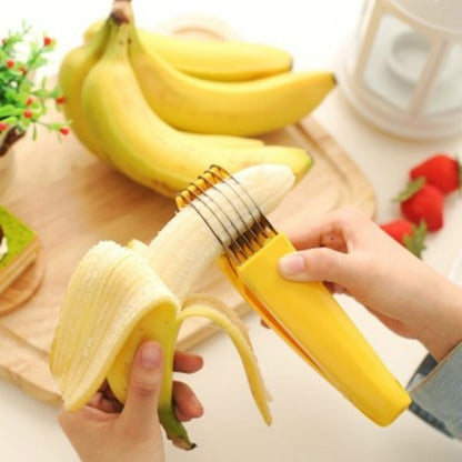 Stainless Steel Multi-Blade Banana Slicer - Handy Fruit & Vegetable Cutter for Salads, Desserts & Healthy Snacks