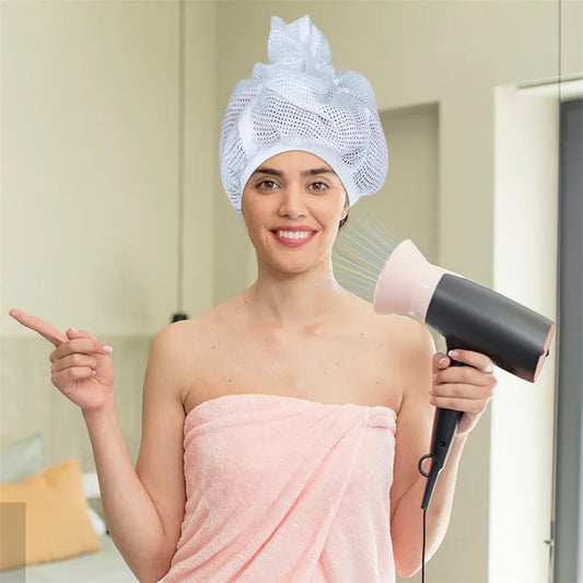 Adjustable Net Plopping Cap for Drying Curly Hair – Breathable Quick-Dry Mesh Bonnet for Frizz-Free Curls