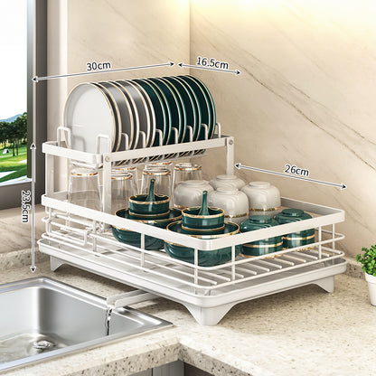Premium Adjustable Stainless Steel Dish Drying Rack - Multi-Functional Kitchen Sink Organizer & Plate Holder (Rust-Proof)