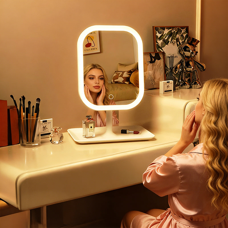LED Lighted Makeup Vanity Mirror with 5x Magnification & 270° Rotation