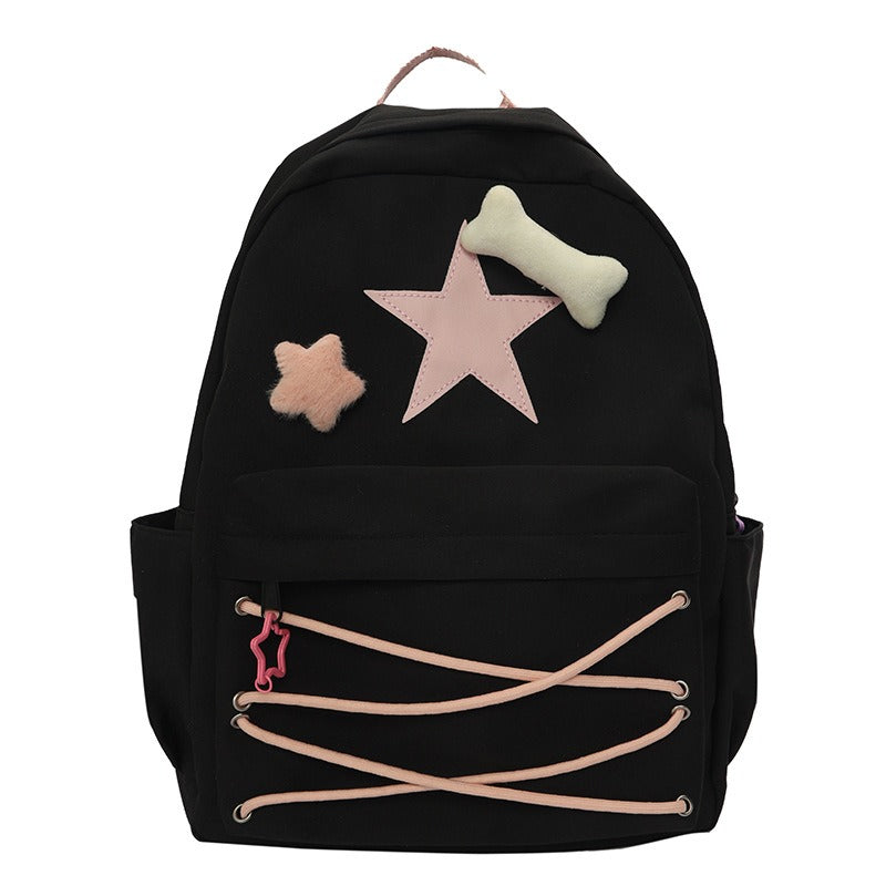 Japanese Cute Five-Pointed Star Backpack - Kawaii Ins College Student Schoolbag & High School Bag