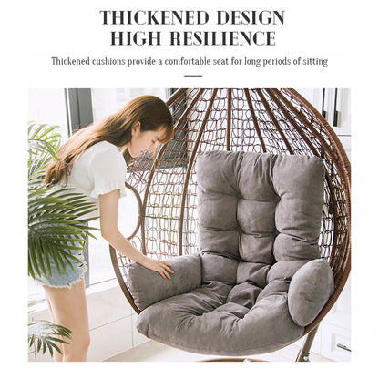 Wicker Rattan Hanging Egg Chair with Brown Cushion and Stand