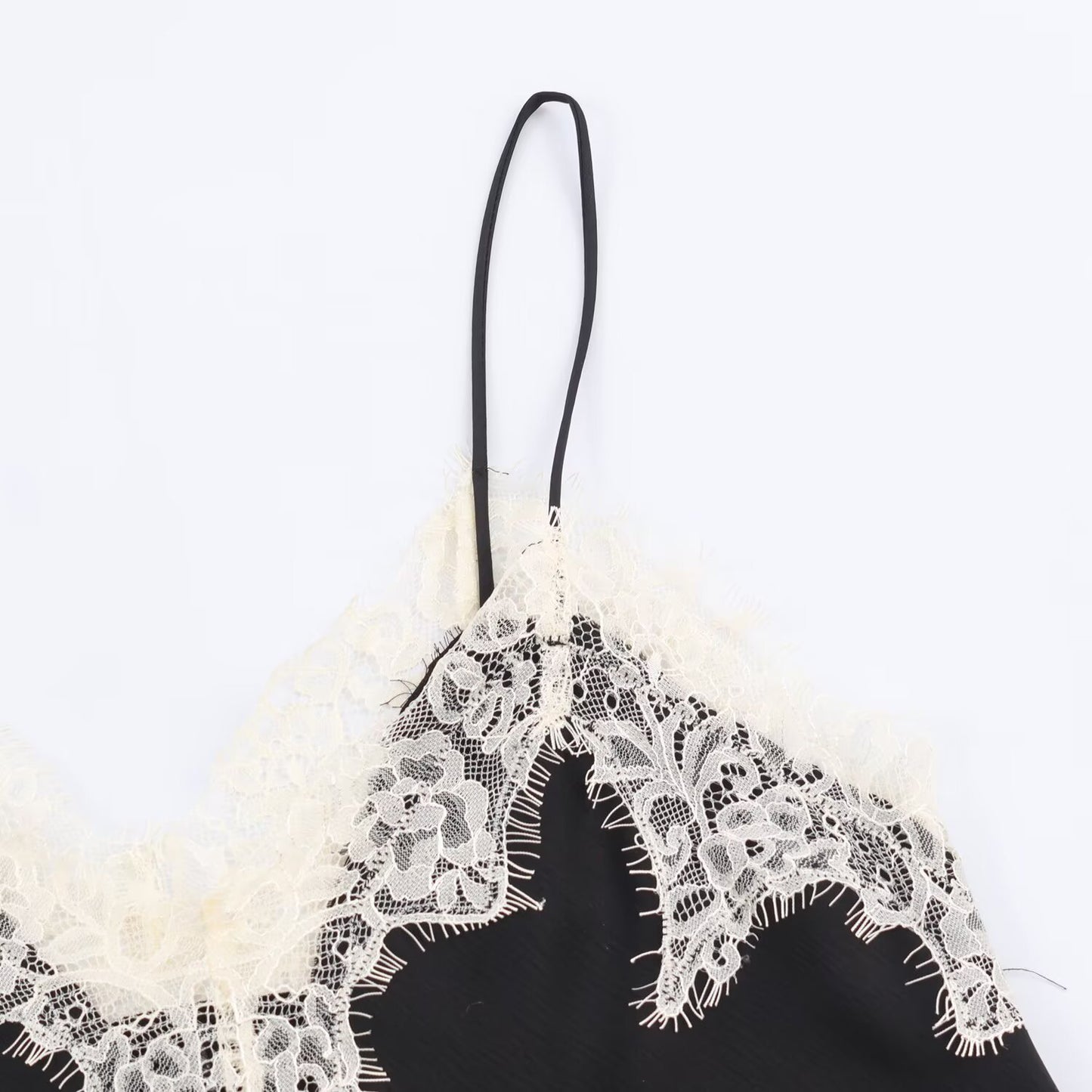 Luxury Lace Trim Satin Cami Top – Chic Color Blocked Sleeveless Silk-Textured Tank for Women