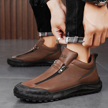 Men's Urban Casual Board Shoes – Modern Low-Top Sneakers with Zipper Detail & Easy-Wear Design