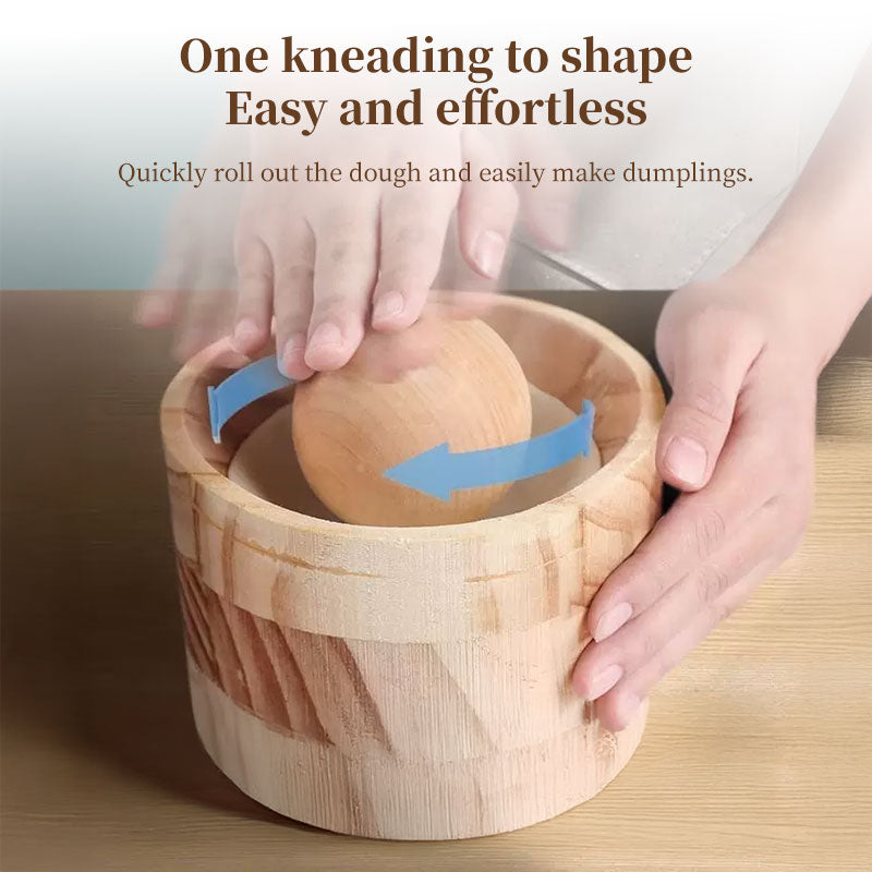 Hand-Held Wooden Dumpling Maker Press & Dough Wrapper Tool