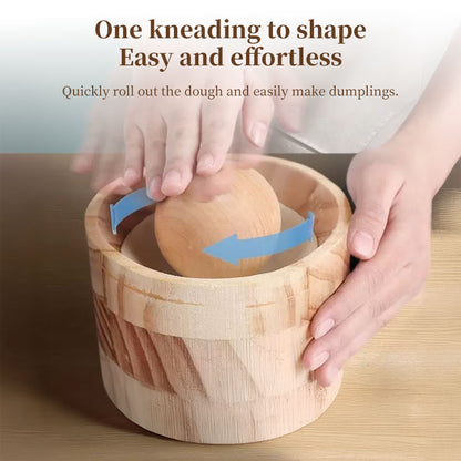 Hand-Held Wooden Dumpling Maker Press & Dough Wrapper Tool