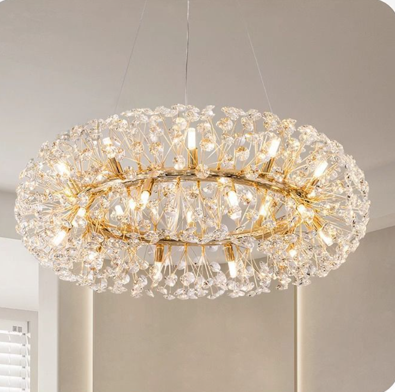 Modern Luxury Dandelion Crystal Pendant Light for Living Room