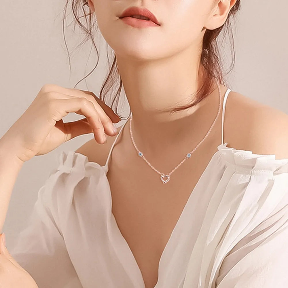 Dainty Moissanite Heart Pendant Necklace