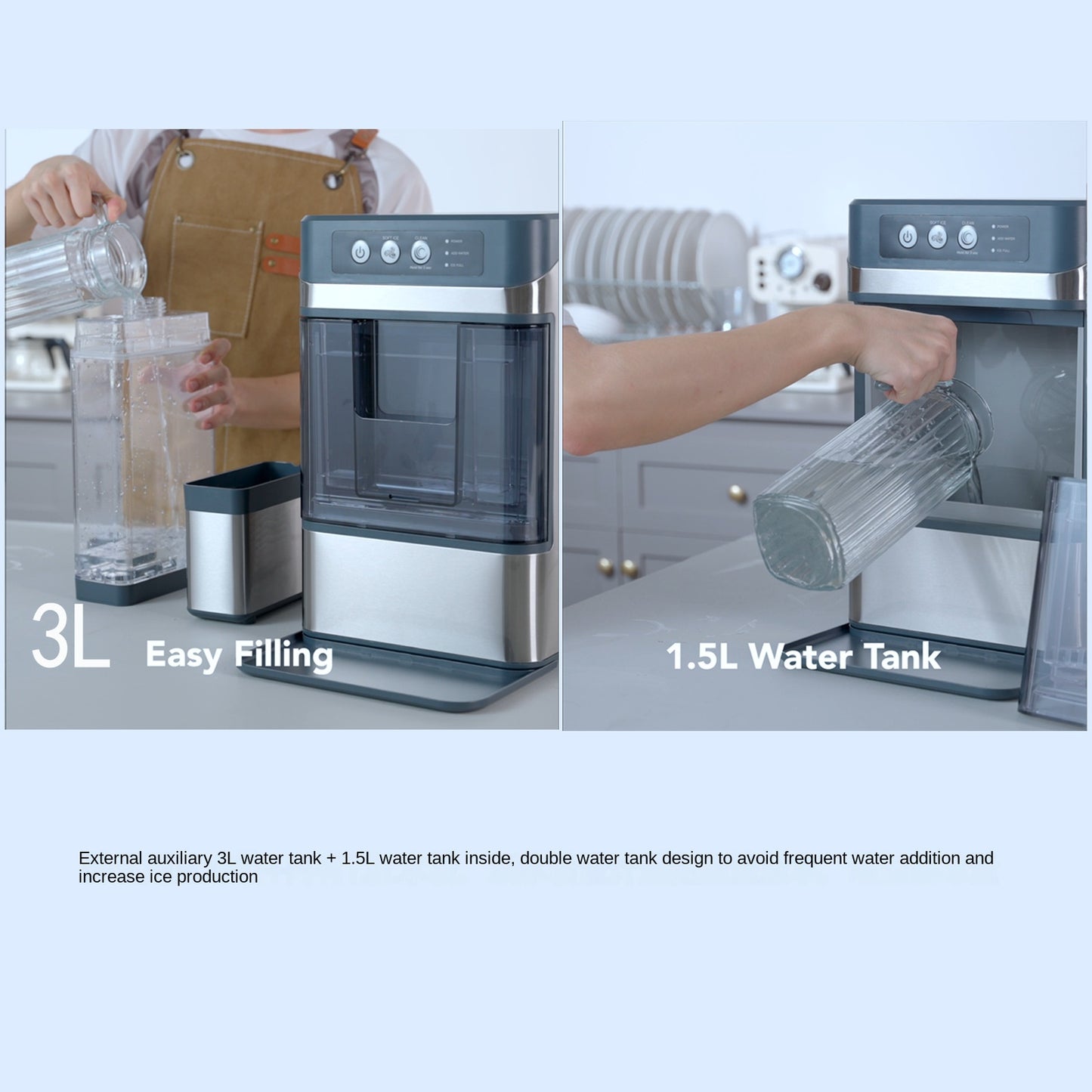 Household Fully Automatic Nugget Ice Maker with Large Water Tank