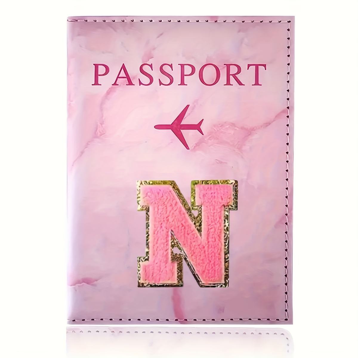 Monogrammed Pink Marble Effect Passport Clip