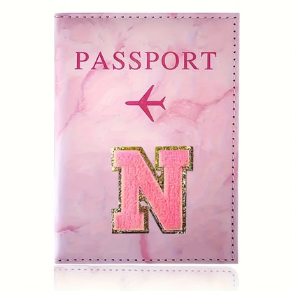 Monogrammed Pink Marble Effect Passport Clip