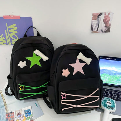 Japanese Cute Five-Pointed Star Backpack - Kawaii Ins College Student Schoolbag & High School Bag