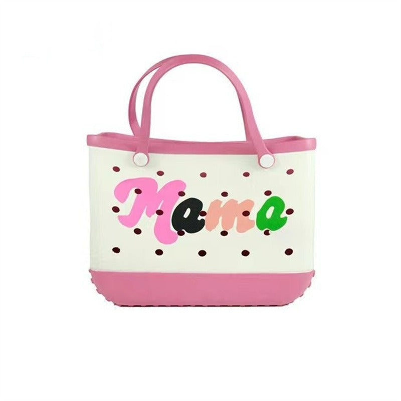 Printed EVA Beach Storage Bag - Waterproof Outdoor Basket & Handbag with Cow Print