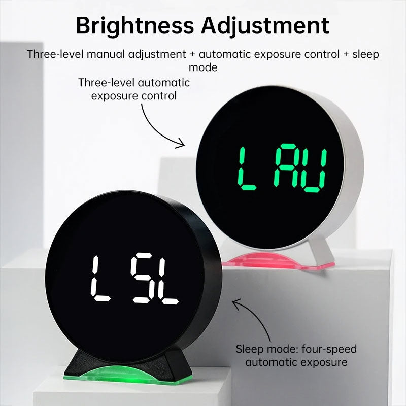 LED Digital Alarm Clock with Custom Jump-Second Display | Auto-Dimming USB Desk Clock with Ambient Light