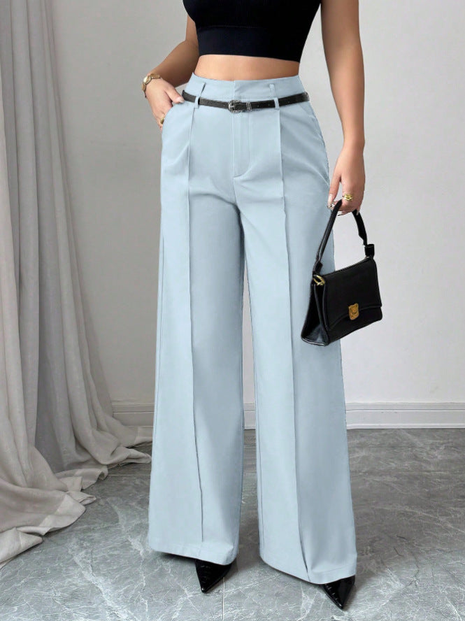 Elegant High-Waisted Straight Leg Trousers with Belt