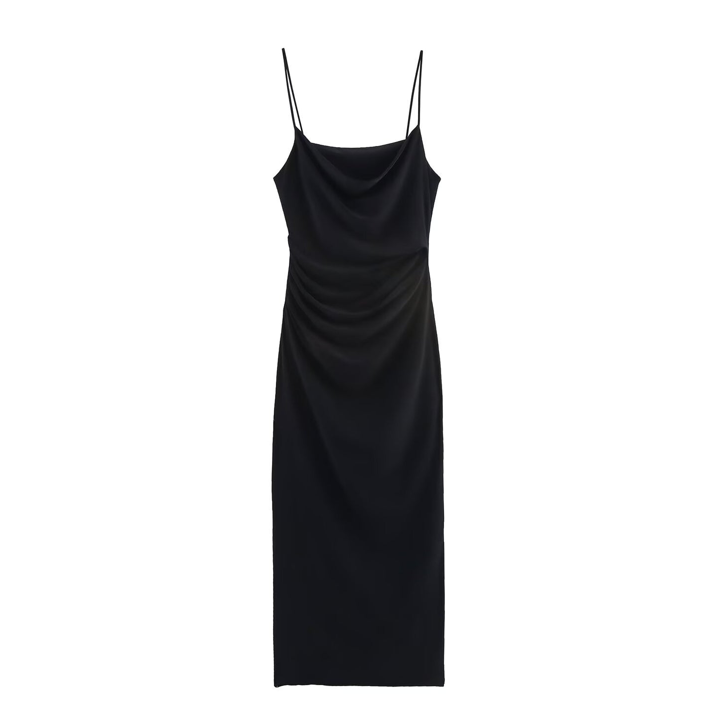 Luxe Ruched Satin Bodycon Slip Dress - Sexy Spaghetti Strap Party & Club Midi Dress