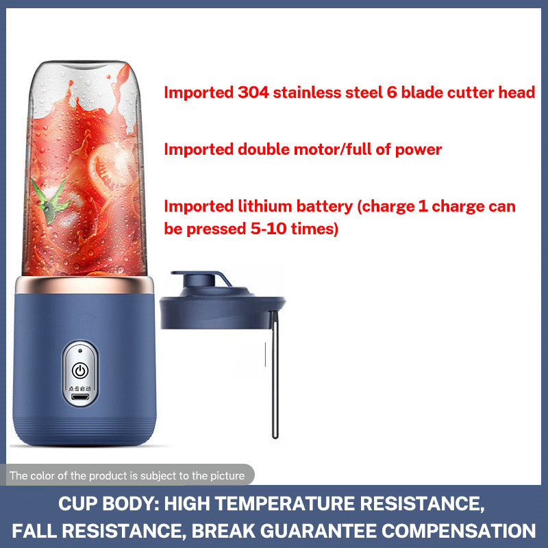 Portable 6-Blade Rechargeable Electric Juicer and Smoothie Blender Cup