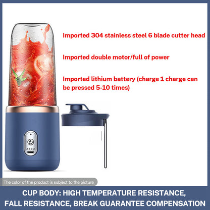 Portable 6-Blade Rechargeable Electric Juicer and Smoothie Blender Cup