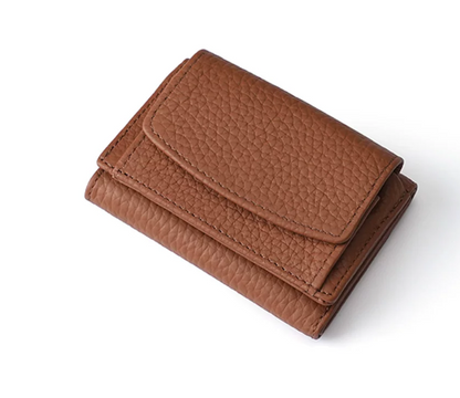 Slim Genuine Leather RFID Wallet with Money Clip and Card Slots