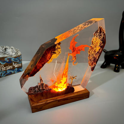 Epic Dragon Battle Resin Lamp | Unique 3D Movie Model Home Decor Gift