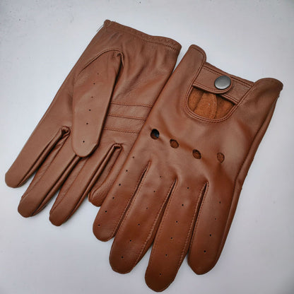 Men's Classic Perforated Leather Driving Gloves | Anti-Slip Sports Cycling & Outdoor Gloves