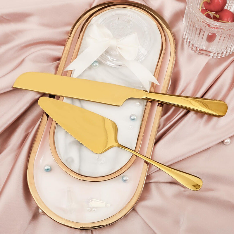 Personalized Custom Stainless Steel Cake Knife & Spatula Set for Weddings & Parties